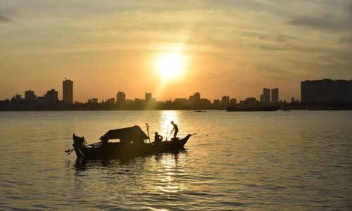 Phnom Penh Boat on Mekong Rive